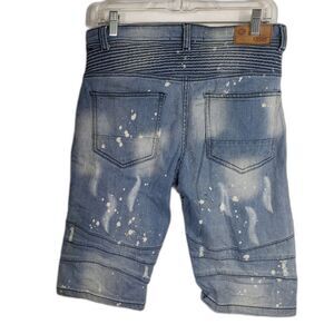 Distressed Focus Women's Denim Jean Moto Painted Shorts-32